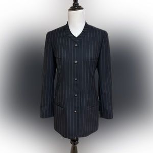 CHANEL vintage 1996 pinstripe jacket.  Navy buttons with CC logo